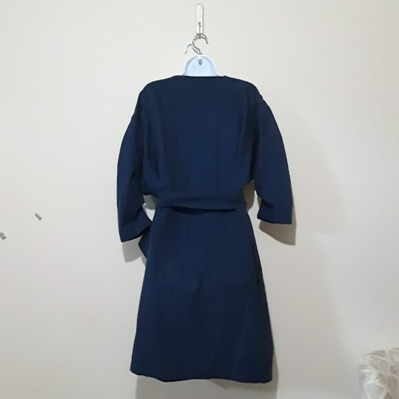Prologue Navy Blue Women's Belted Front-Buttoned Closure Dress Size Large NWT - Picture 2 of 5